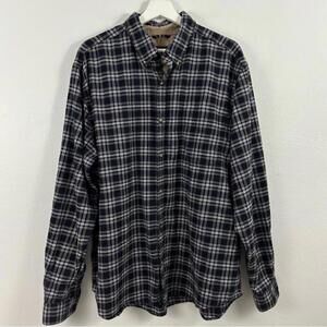 Eddie Bauer Blue Plaid Button Down Shirt Men's Size XL